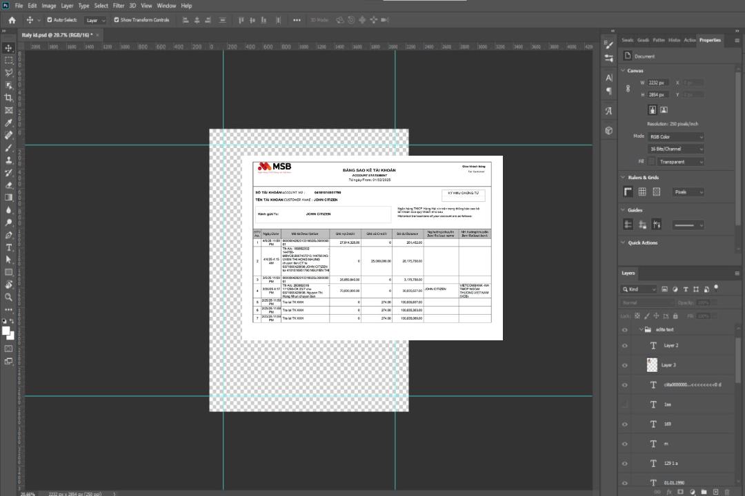 Relevé de compte bancaire MSB du Vietnam Modèle Word et PDF template